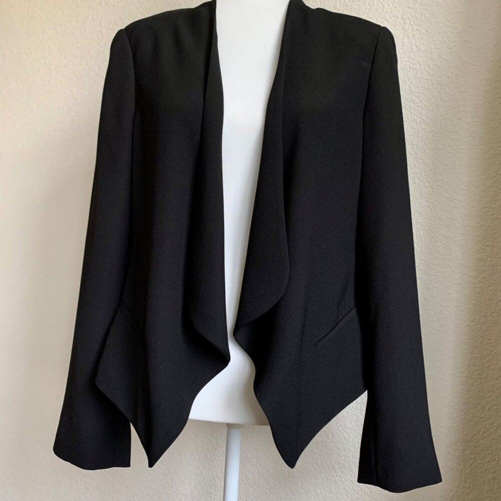 VINCE CAMUTO Black Open Front Drape Blazer Size 12
